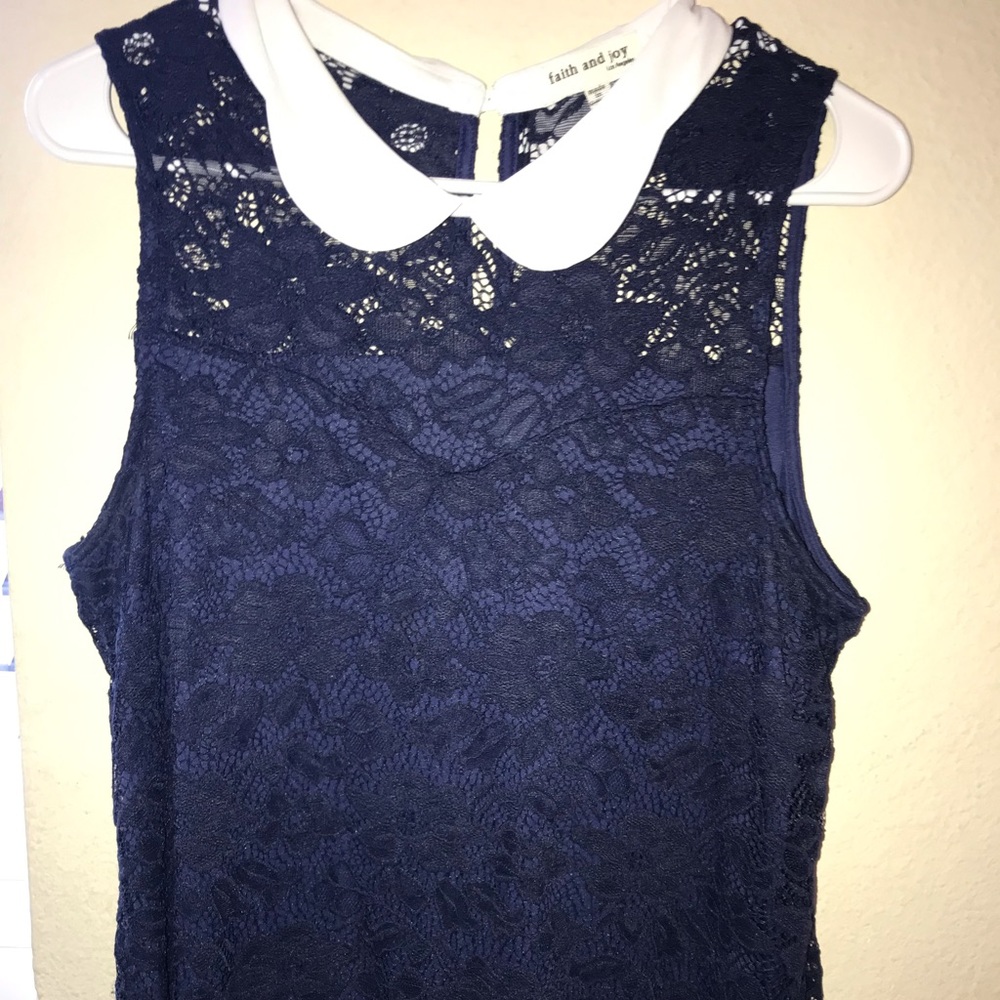 2/$25 FAITH AND JOY Navy Blue Sleeveless Button-Up